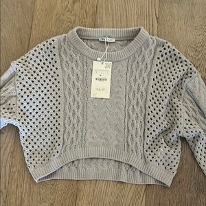 Zara Light Gray Cable Knit Sweater